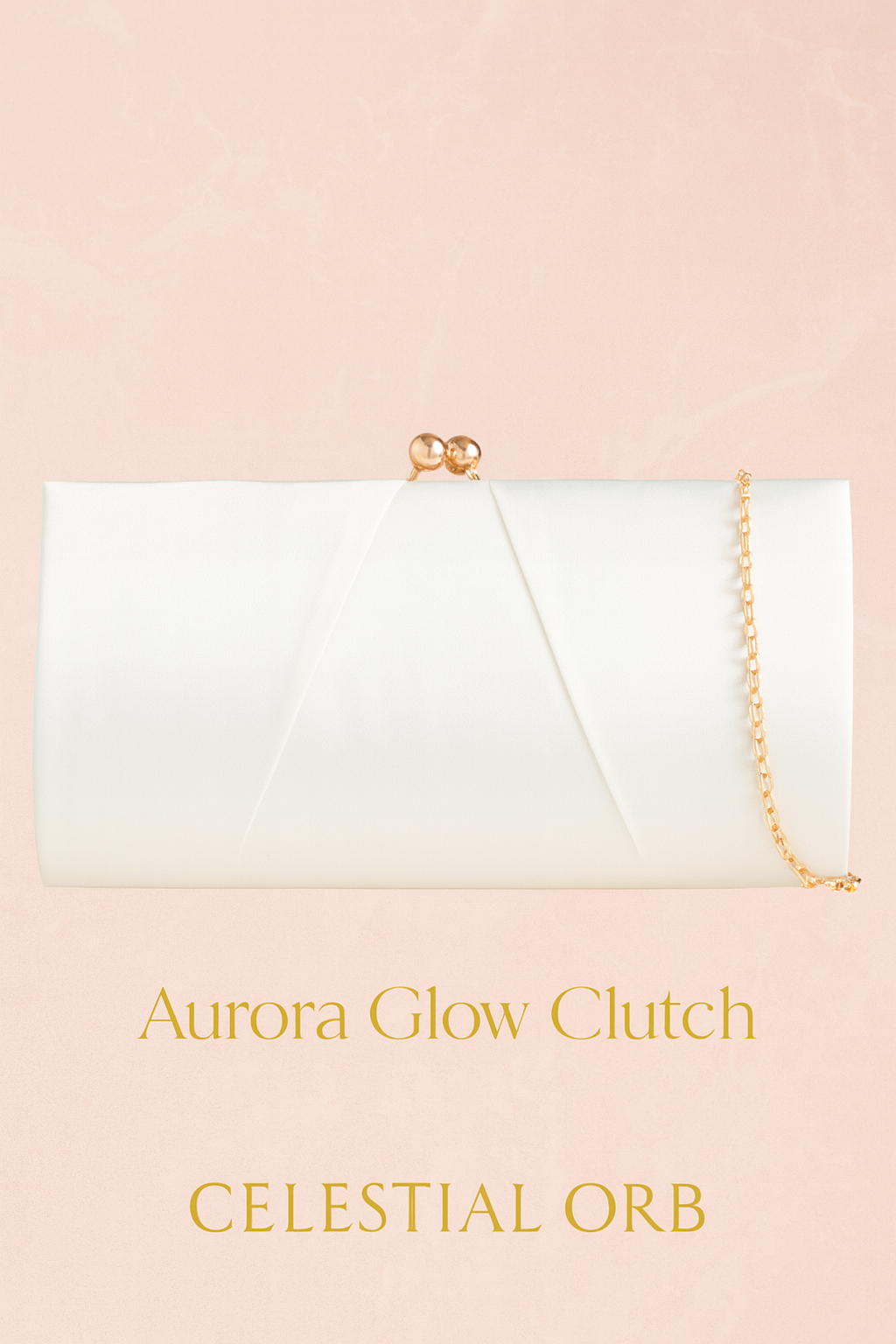 Ivory satin clutch bag with gold chain strap and kiss lock closure – elegant evening handbag for wedding, gala and special occasions