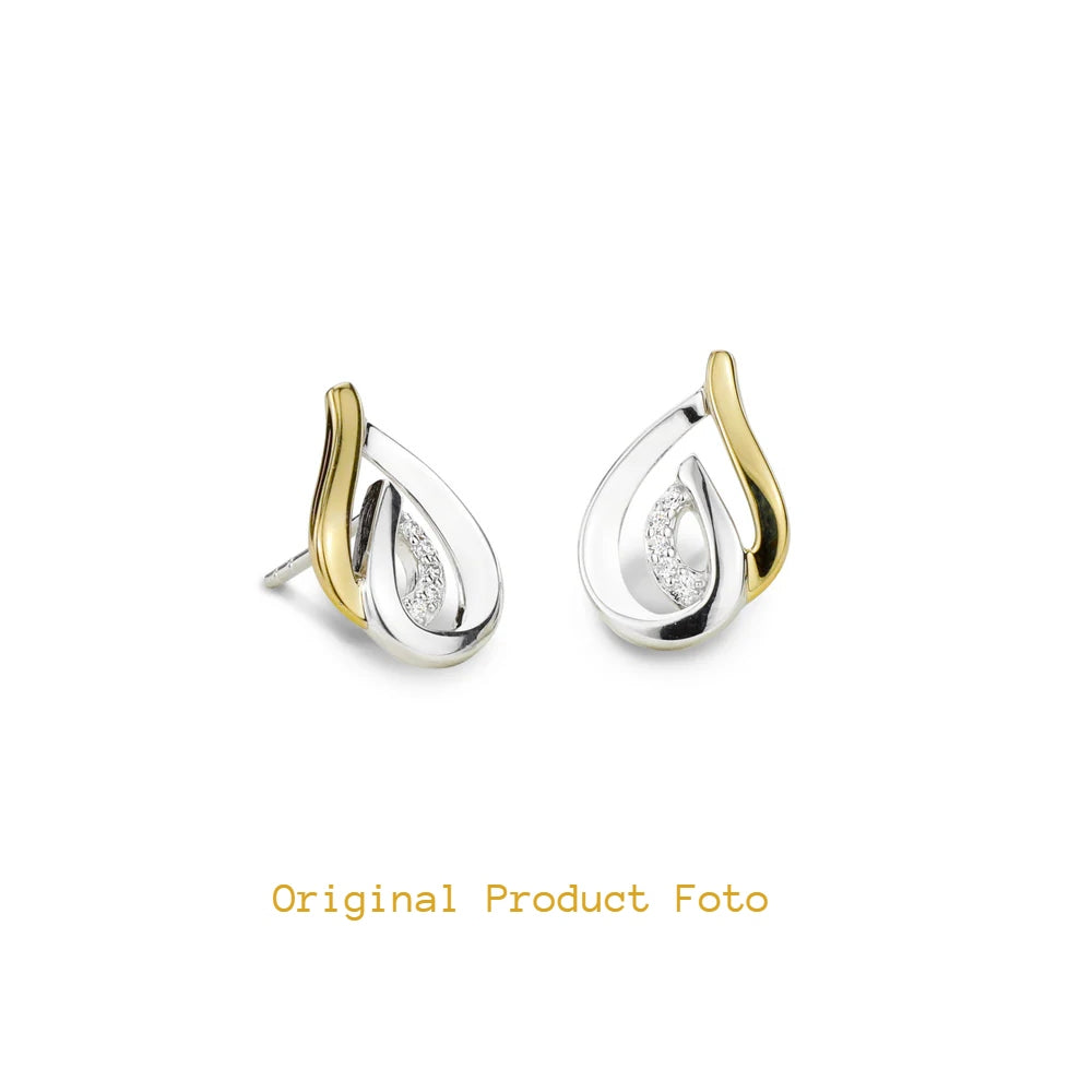 Barbados Earrings – sterling silver and gold stud earrings with diamond accents for women