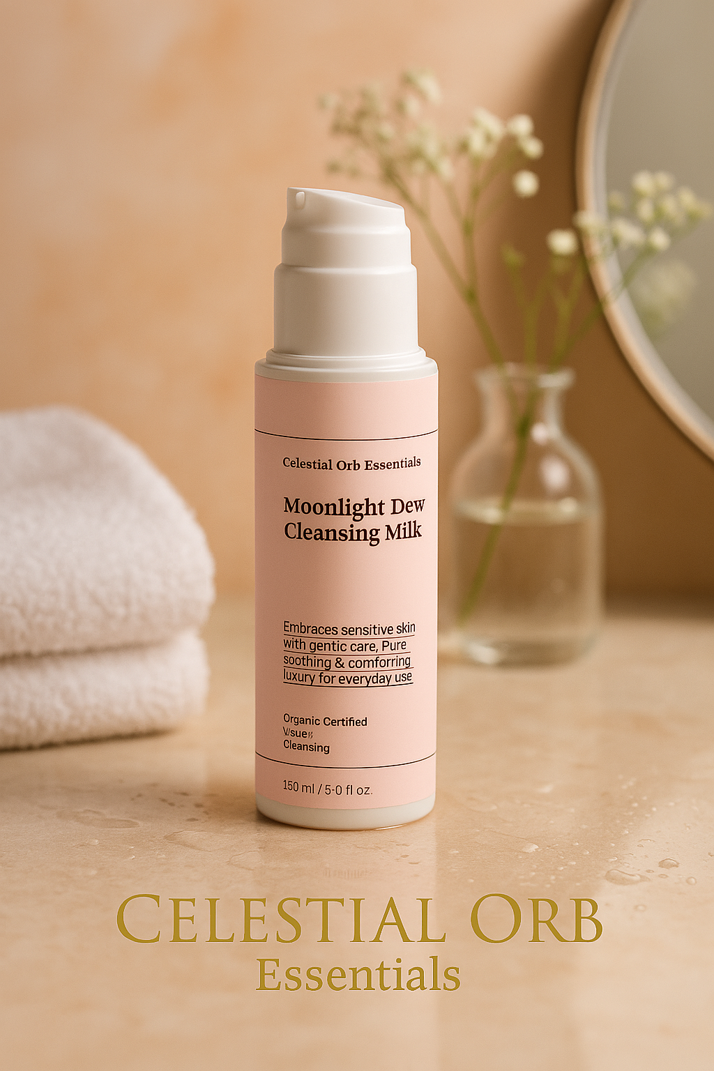 Organic vegan cleansing milk for sensitive skin – gentle face cleanser for daily skincare routine