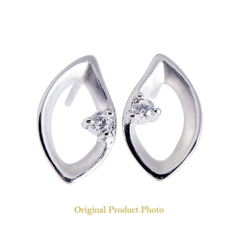 Sterling silver teardrop stud earrings with crystal stone – elegant Blue Oyster design for women