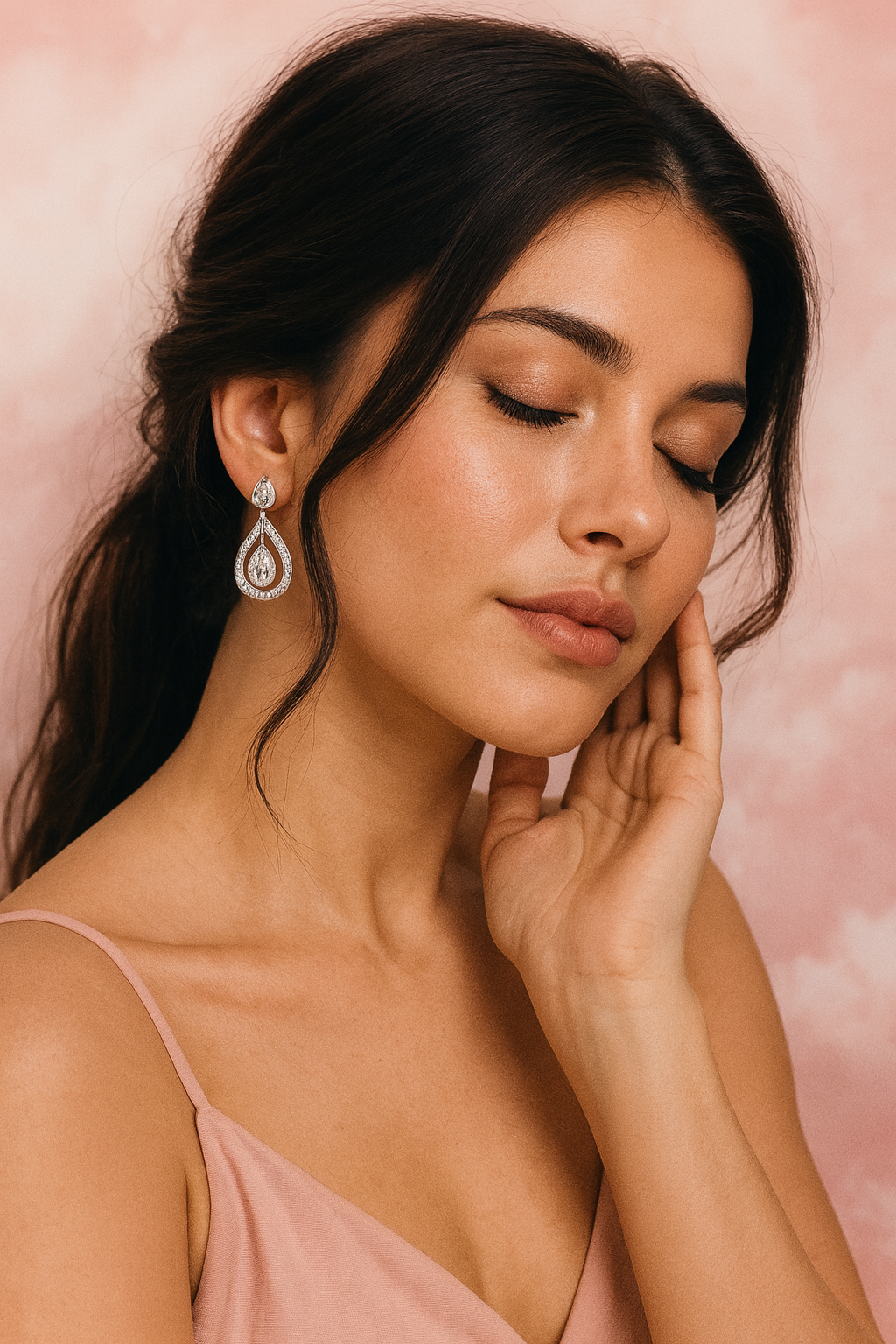 Celestia Design – Silver Teardrop Earrings featuring Crystals by Swarovski®