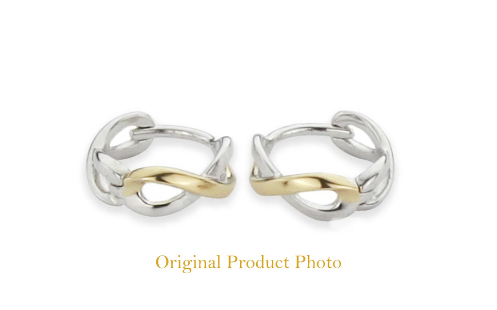 Eternity earrings – sterling silver and gold two-tone infinity hoop earrings