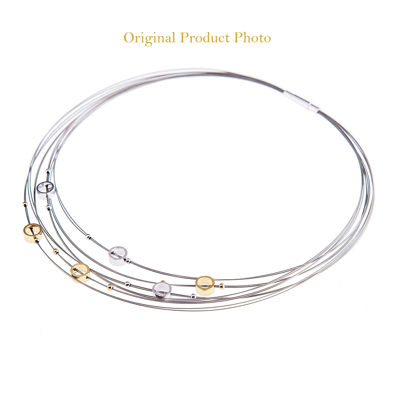 Luna collier – sterling silver and gold two-tone modern designer necklace