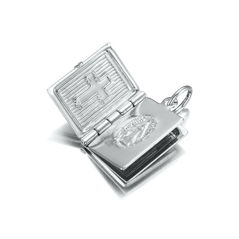 Silver Plated Bible Pendant (Opens with 1 bible page)-2