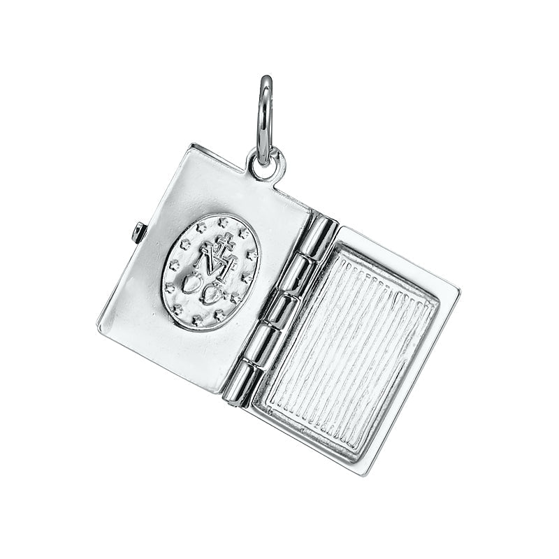 Silver Plated Bible Pendant (Opens with 1 bible page)-1
