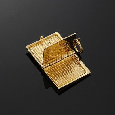 18ct Heavy Yellow Gold Plated Bible Pendant (Opens with 1 bible page) - USA Made-4