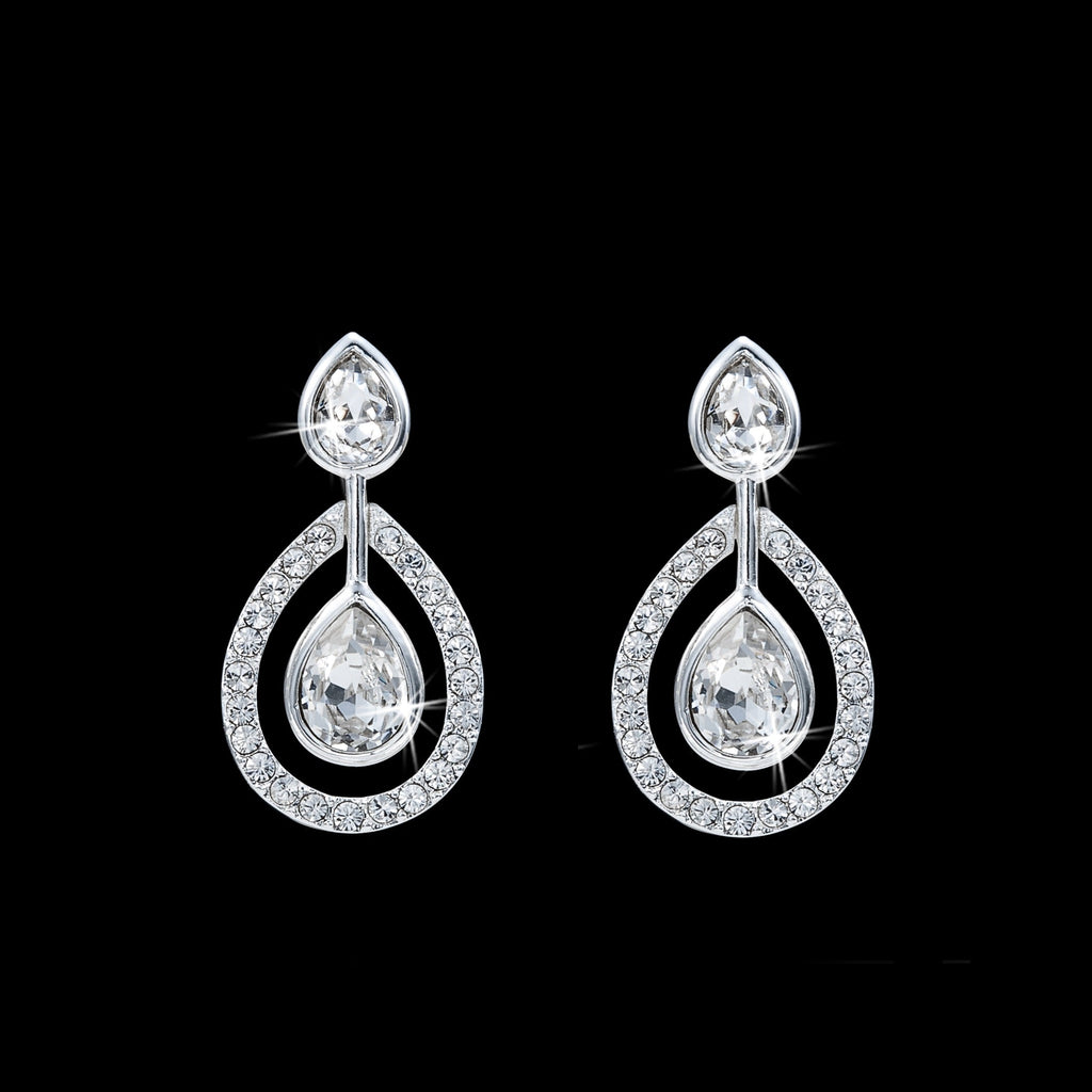 Celestia Design – Silver Teardrop Earrings featuring Crystals by Swarovski®