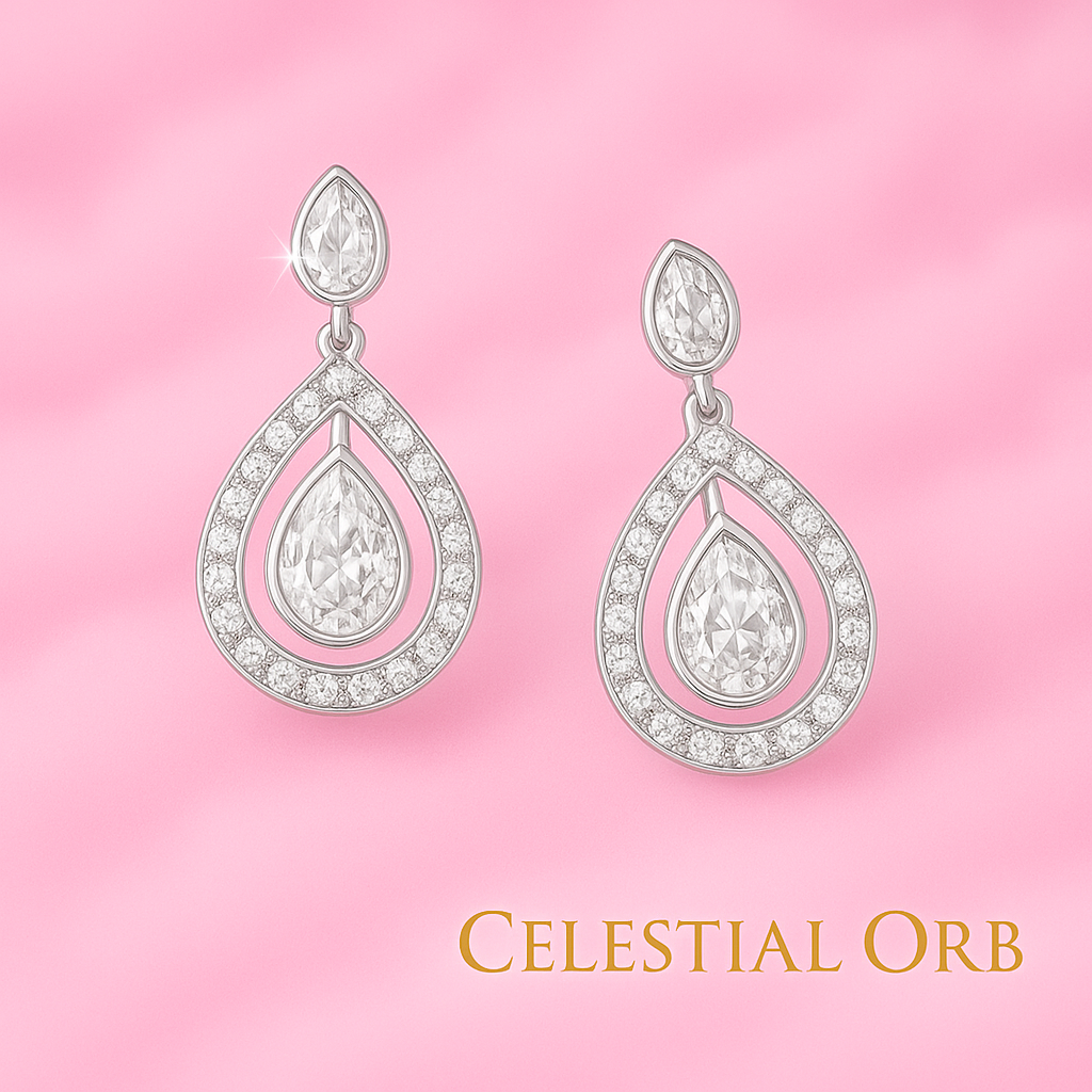 Celestia Design – Silver Teardrop Earrings featuring Crystals by Swarovski®
